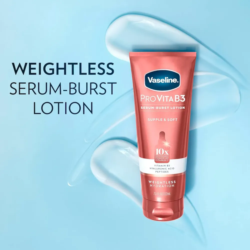 Vaseline Pro VitaB3 Serum Burst Lotion Supple & Soft Healthy. Hydrated Skin. Lightweight 10x Antioxidant Power of Vitamin C with Vitamin B3. Hyaluronic Acid & Peptides. 7.5 fl oz - Image 3