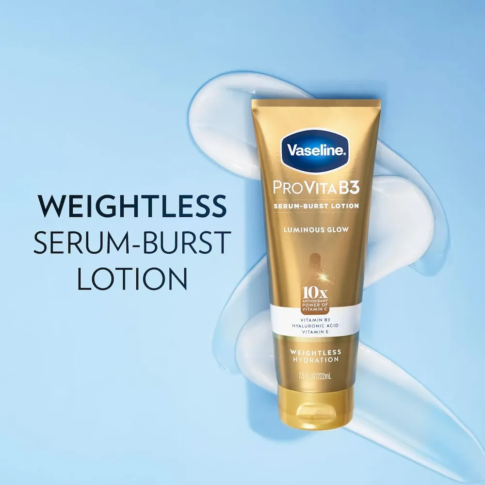 Vaseline Pro VitaB3 Serum Burst Lotion Luminous Glow Healthy. Glowing Skin. Lightweight 10x Antioxidant Power of Vitamin C with Vitamin B3. Hyaluronic Acid & Vitamin E. 7.5 Fl Oz - Image 3