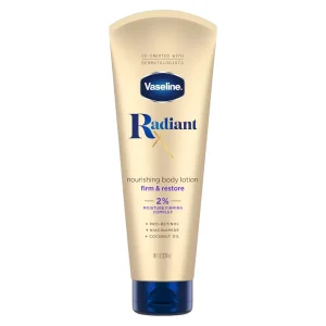 Vaseline Radiant X Firm & Restore with Pro-Retinol. Niacinamide & Coconut Oil. Nourishing Body Lotion 8 oz
