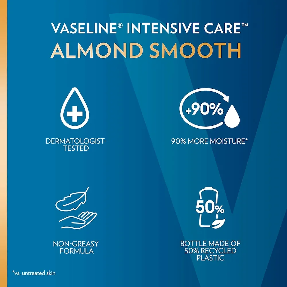 Vaseline Intensive Care hand and body lotion Almond Smooth for Rich Moisturization 20.3 Oz - Image 8