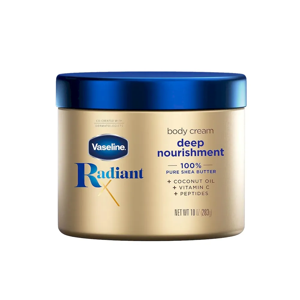 Vaseline Radiant X Deep Nourishment Body Cream 100% Pure Shea Butter. Coconut Oil. Vitamin C. & Peptides 10 oz