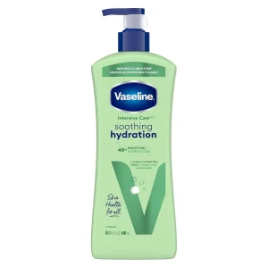 Vaseline Intensive Care Body Lotion Soothing Hydration for Dry Skin with Ultra-Hydrating Lipids + 1% Aloe Vera Extract to Refresh Dehydrated Skin 20.3 oz