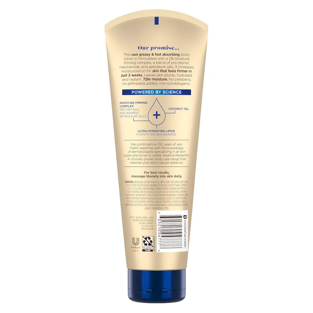 Vaseline Radiant X Firm & Restore with Pro-Retinol. Niacinamide & Coconut Oil. Nourishing Body Lotion 8 oz - Image 2