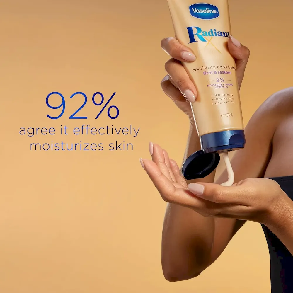 Vaseline Radiant X Firm & Restore with Pro-Retinol. Niacinamide & Coconut Oil. Nourishing Body Lotion 8 oz - Image 3