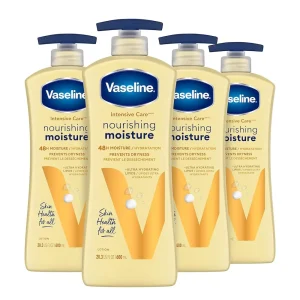 Vaseline Intensive Care Body Lotion Nourishing Moisture 4 Count for Dry Skin. with Ultra-Hydrating Lipids + Pure Oat Extract 20.3 oz