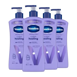 Vaseline Intensive Care Calm Healing Body Lotion 4 Count for Dry Skin Lotion Made with Ultra-Hydrating Lipids and Lavender Extract to Heal and Restore Dry Skin 20.3 Oz