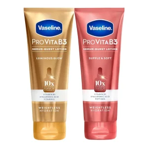 Vaseline Pro VitaB3 Skin Care Serum Burst for Healthy. Glowing Skin Luminous Glow & Supple & Soft 10x Antioxidant Power of Vitamin C with Vitamin B3. Hyaluronic Acid 7.5 fl oz 2Pk